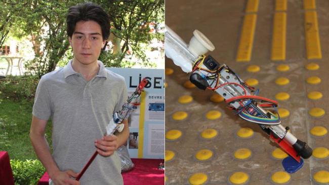 Lise öğrencisi görme engelliler için 'akıllı değnek' tasarladı